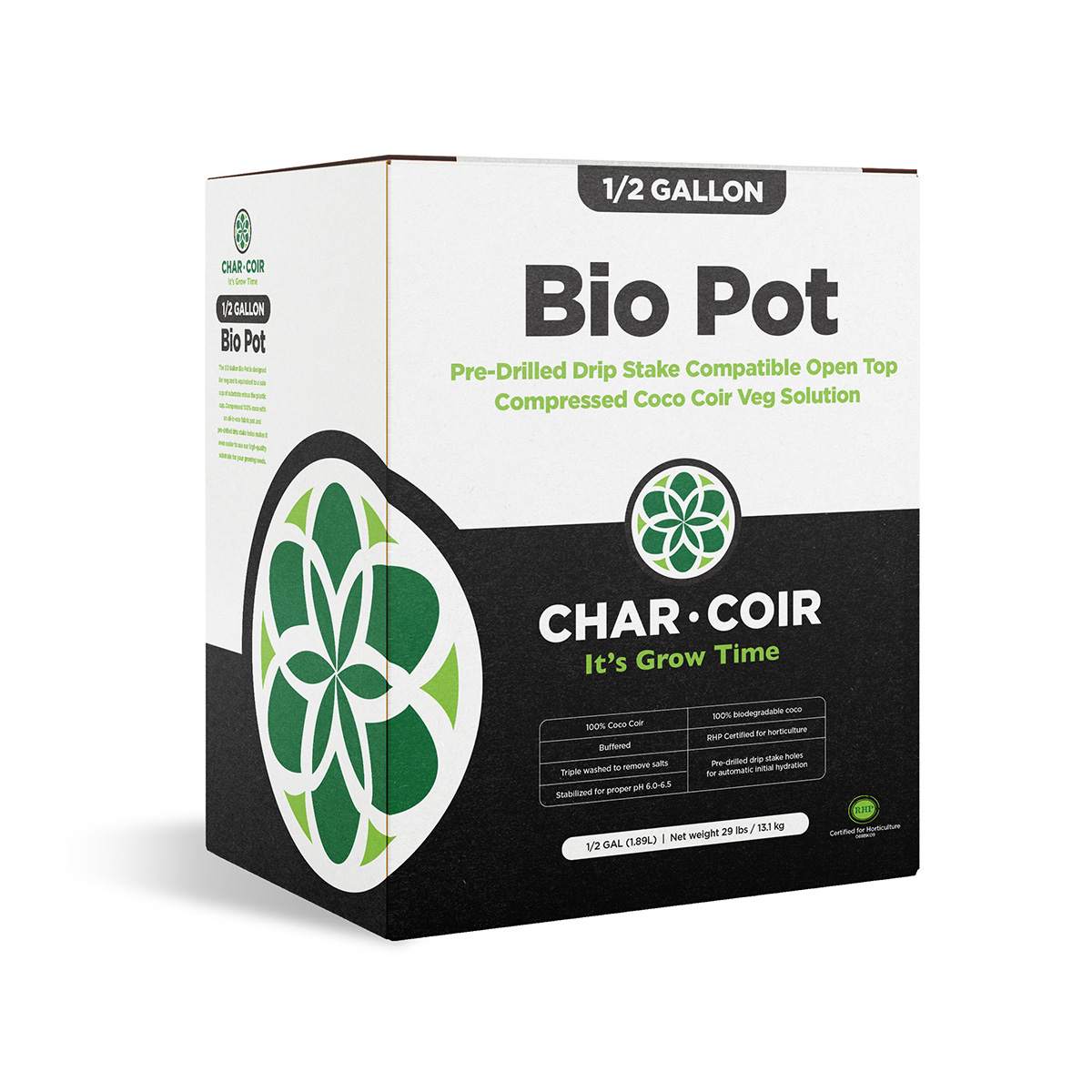Char Coir Bio Pot Half Gallon Box